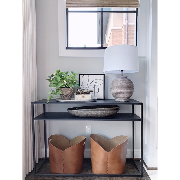 Distressed Charcoal Textured Resin Table Lamp