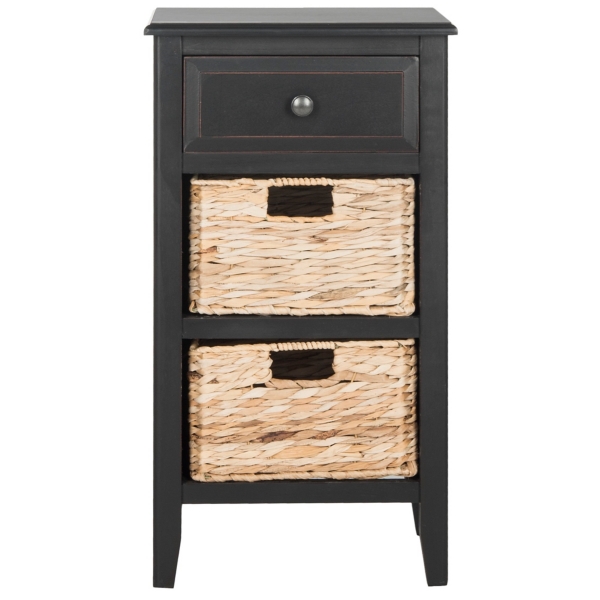 Black Wood Side Table with Baskets Kirklands Home