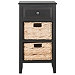 Black Wood Side Table with Baskets