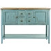 Blue Wood 2-Door Storage Console Table