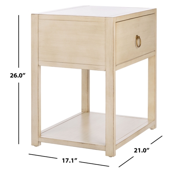 Cream Square Wood Nightstand