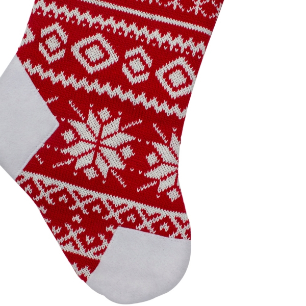 Red and White Knitted Fairisle Stocking