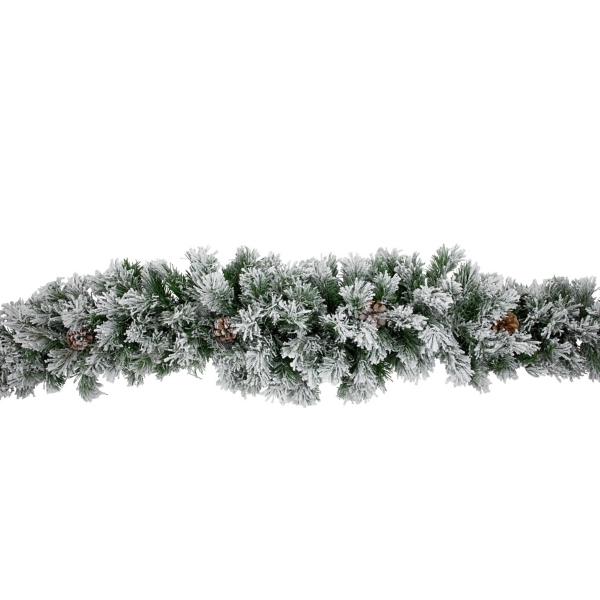 Flocked Angel Pine and Pinecones Garland