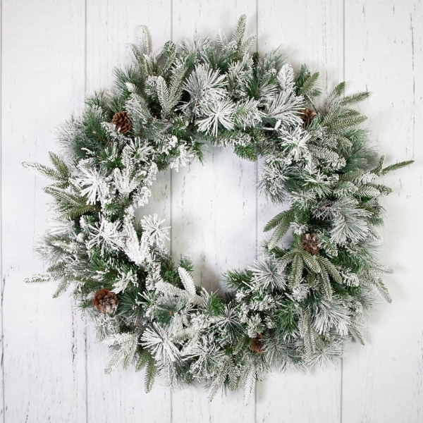 Flocked Rosemary Emerald Angel Pine Wreath