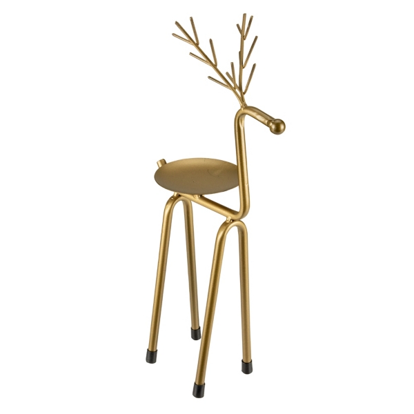 Gold Reindeer Pillar Candle Holder, 13 in. Kirklands Home