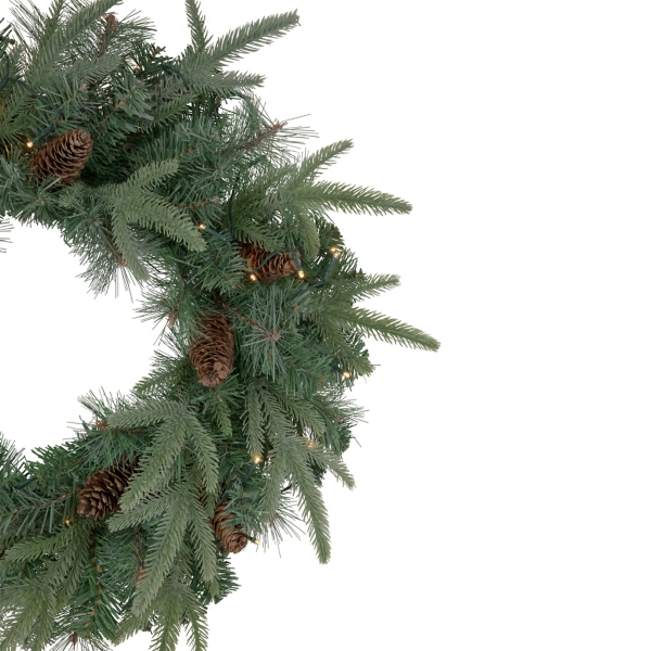 Pre-Lit Mixed Pinecones Wreath