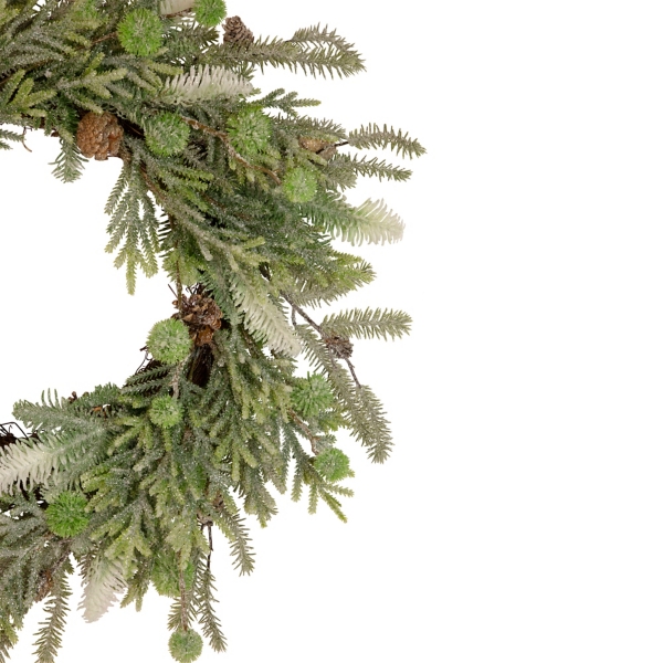 Frosted Foliage and Pinecone Wreath