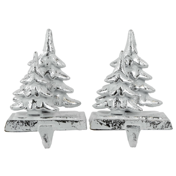 Silver Tree Stocking Holders, Set of 2