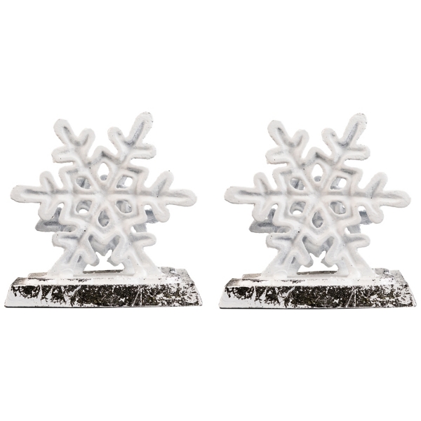Silver Snowflake Stocking Holders, Set of 2