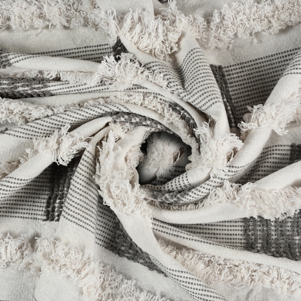 Spencer Gray and White Plaid Throw