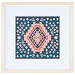 Blue and Pink Geometric Framed Textile Wall Plaque