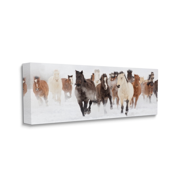 Wild Winter Horses Canvas Art Print, 40x17 in.