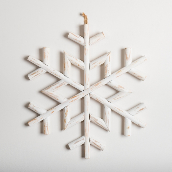 Whitewashed Wooden Snowflake, 18 in.