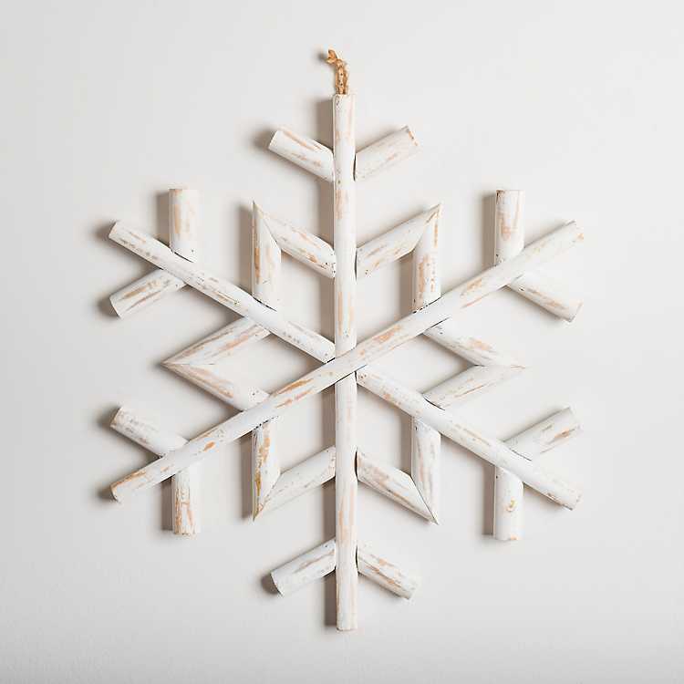 Whitewashed Wooden Snowflake, 18 in.