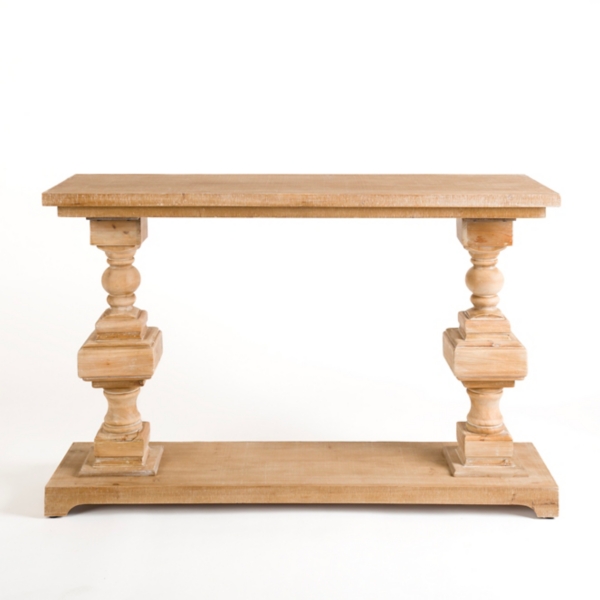 Natural Wood Column Console Table