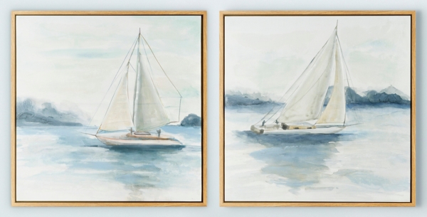 Sail from the Coast Framed Canvas Prints, Set of 2 | Kirklands Home