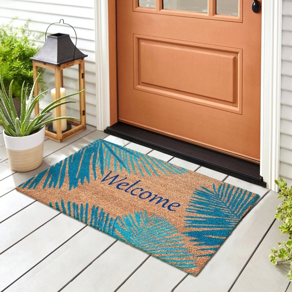 Palm Fronds Welcome Coir Doormat