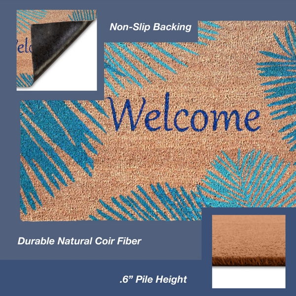 Palm Fronds Welcome Coir Doormat