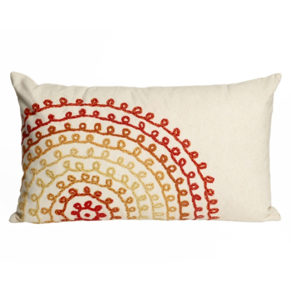 Warm Ivory Lamontage Swirl Outdoor Lumbar Pillow
