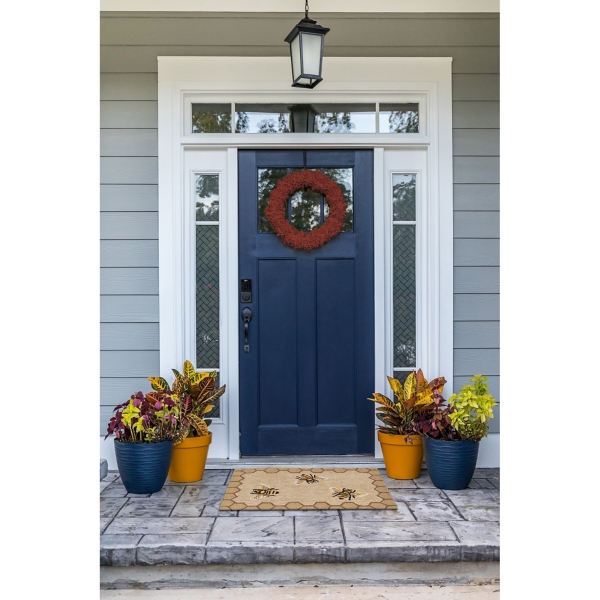 Natural Honeycomb & Bees Outdoor Accent Rug