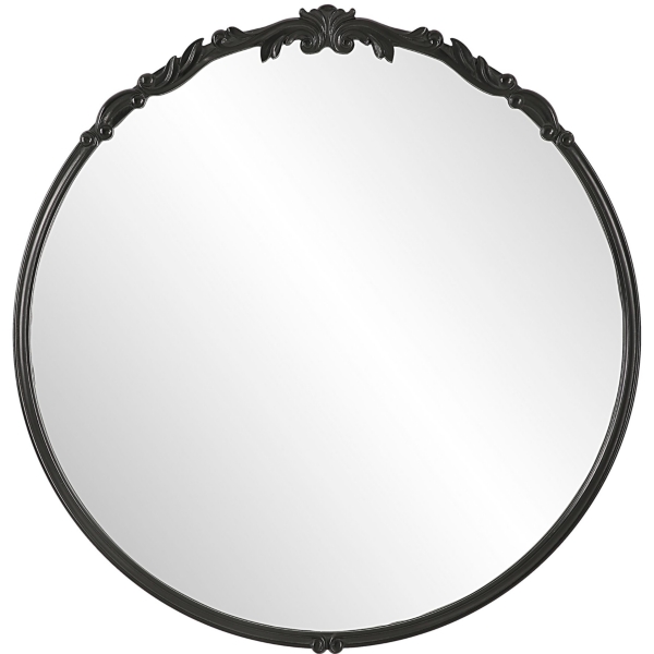 Satin Black Ornate Round Wall Mirror Kirklands Home