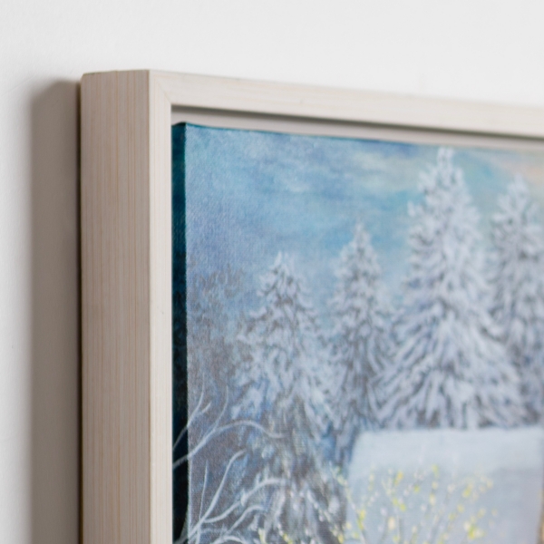 LED Snowy Christmas House Canvas Art Print