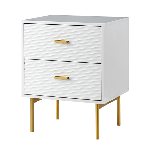 White and Gold Wave Nightstand Kirklands Home