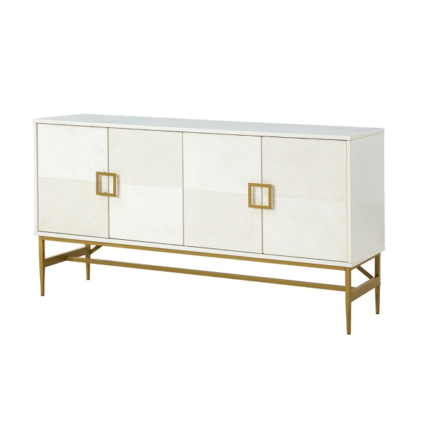 White and Gold Channeled Sideboard Kirklands Home