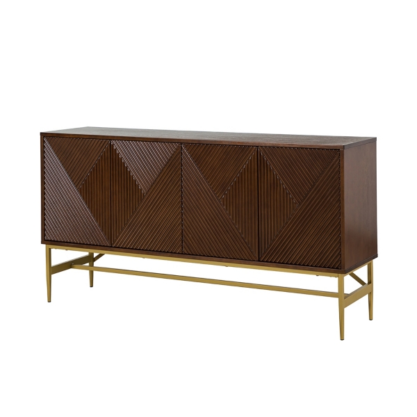 Walnut and Gold Grooved Sideboard Kirklands Home