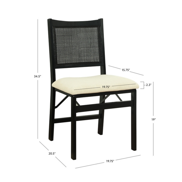 Black Woven Cane Foldable Dining Chair