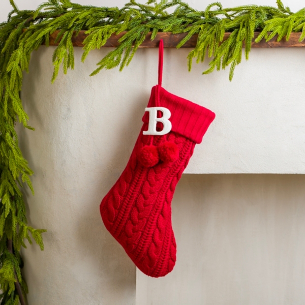 Red Knit Monogram B Stocking | Kirklands Home