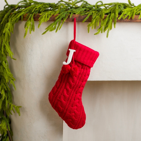 Red Knit Monogram J Stocking | Kirklands Home