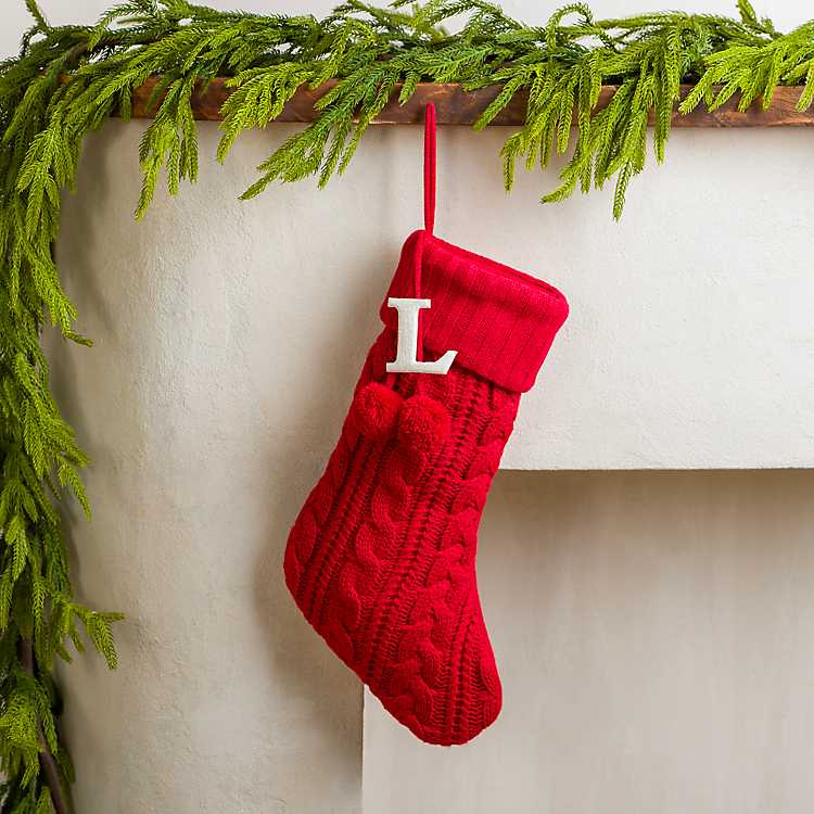 Red Knit Monogram L Stocking | Kirklands Home