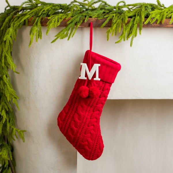 Red Knit Monogram M Stocking Kirklands Home