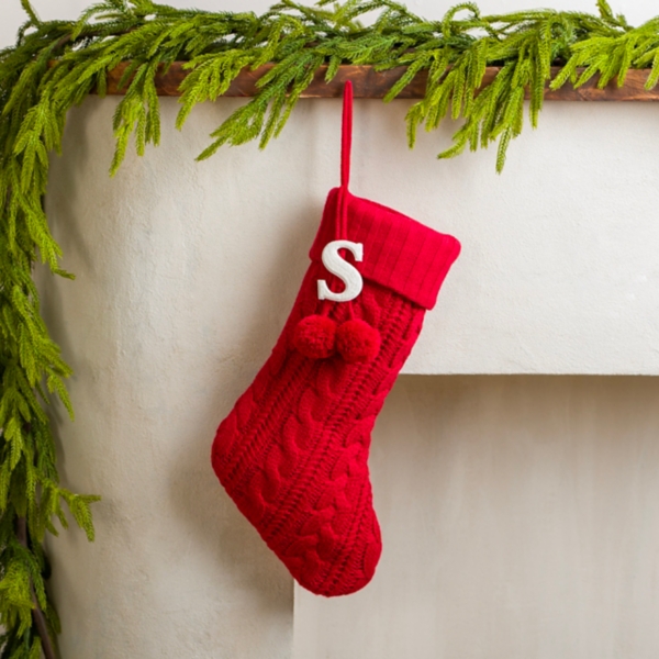 Red Knit Monogram S Stocking | Kirklands Home