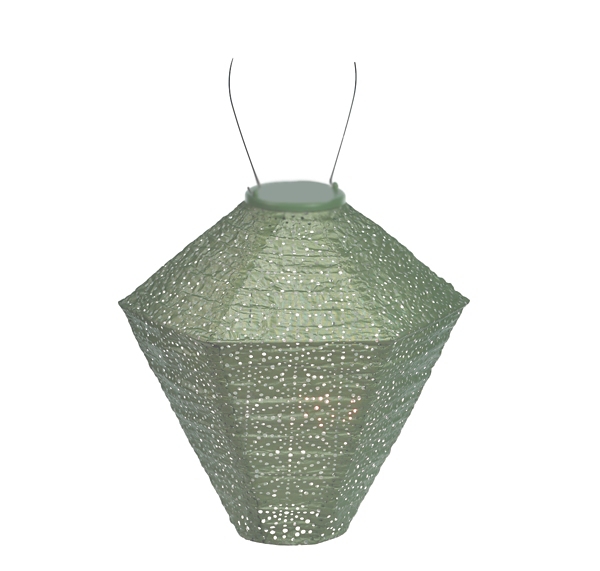 Green Sashiko Diamond Hanging LED Outdoor Lantern Kirklands Home