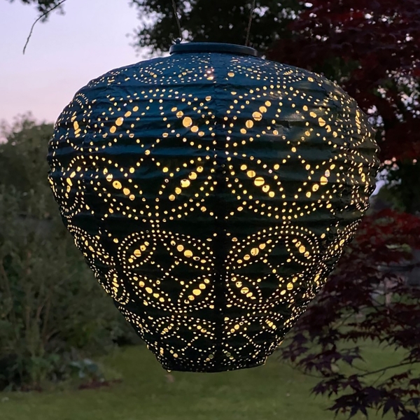 Blue Mandela Balloon Hanging LED Outdoor Lantern