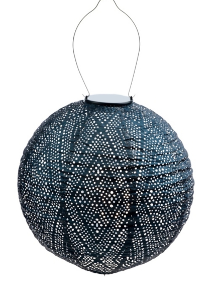 LED Round Dark Blue Outdoor Hanging Lantern Kirklands Home