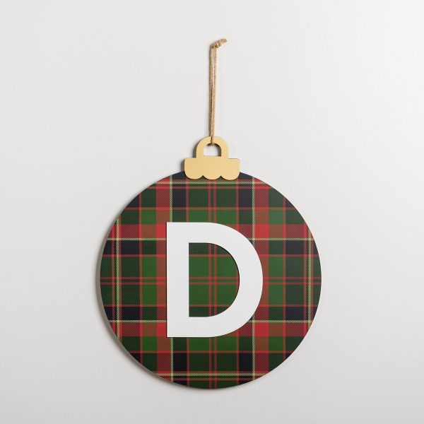 Monogram D Plaid Ornament Wall Plaque