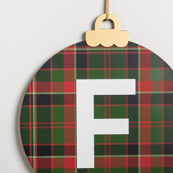 Monogram F Plaid Ornament Wall Plaque