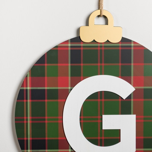 Monogram Plaid Ornament Wall Plaque