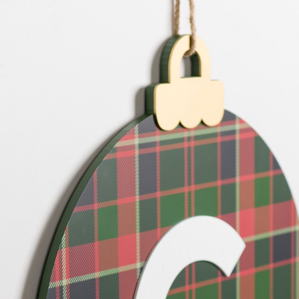 Monogram Plaid Ornament Wall Plaque