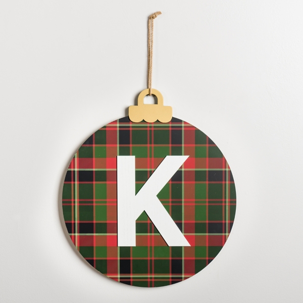 Monogram K Plaid Ornament Wall Plaque