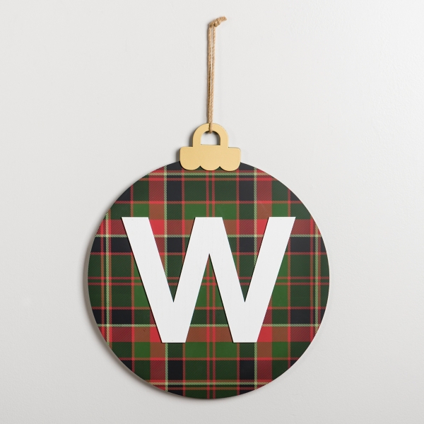 Monogram W Plaid Ornament Wall Plaque