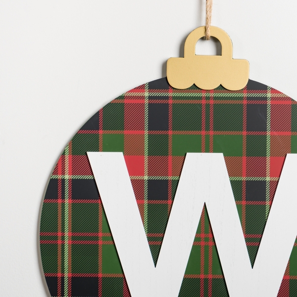 Monogram W Plaid Ornament Wall Plaque
