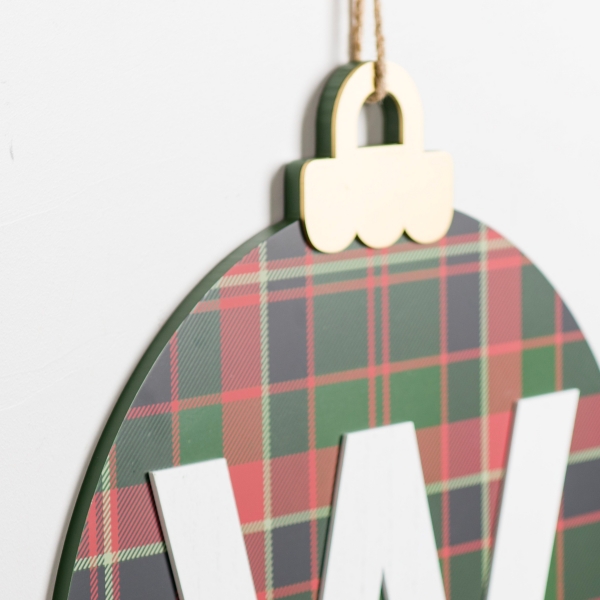 Monogram W Plaid Ornament Wall Plaque
