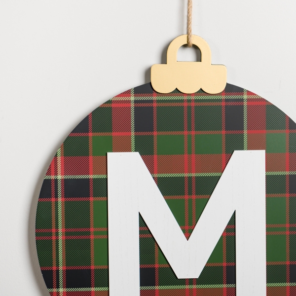 Monogram M Plaid Ornament Wall Plaque