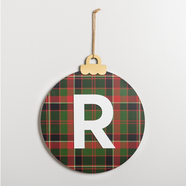 Monogram R Plaid Ornament Wall Plaque