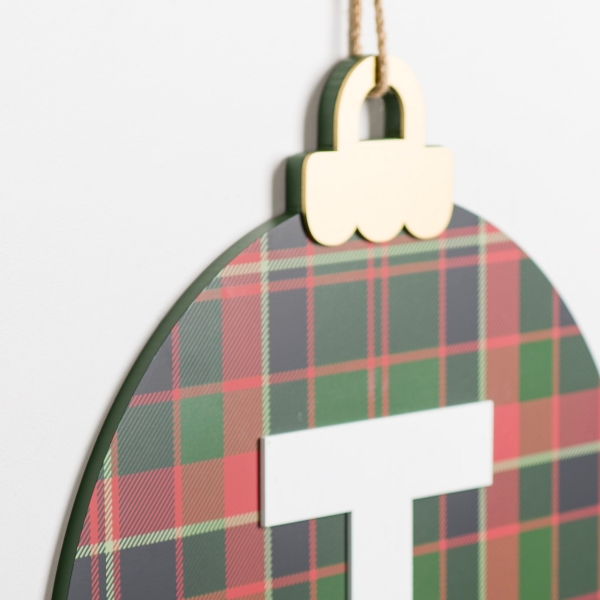 Monogram T Plaid Ornament Wall Plaque