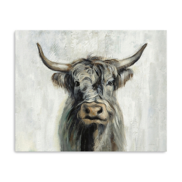 Gray Highland Cow Canvas Art Print, 20x16 in. | Kirklands Home